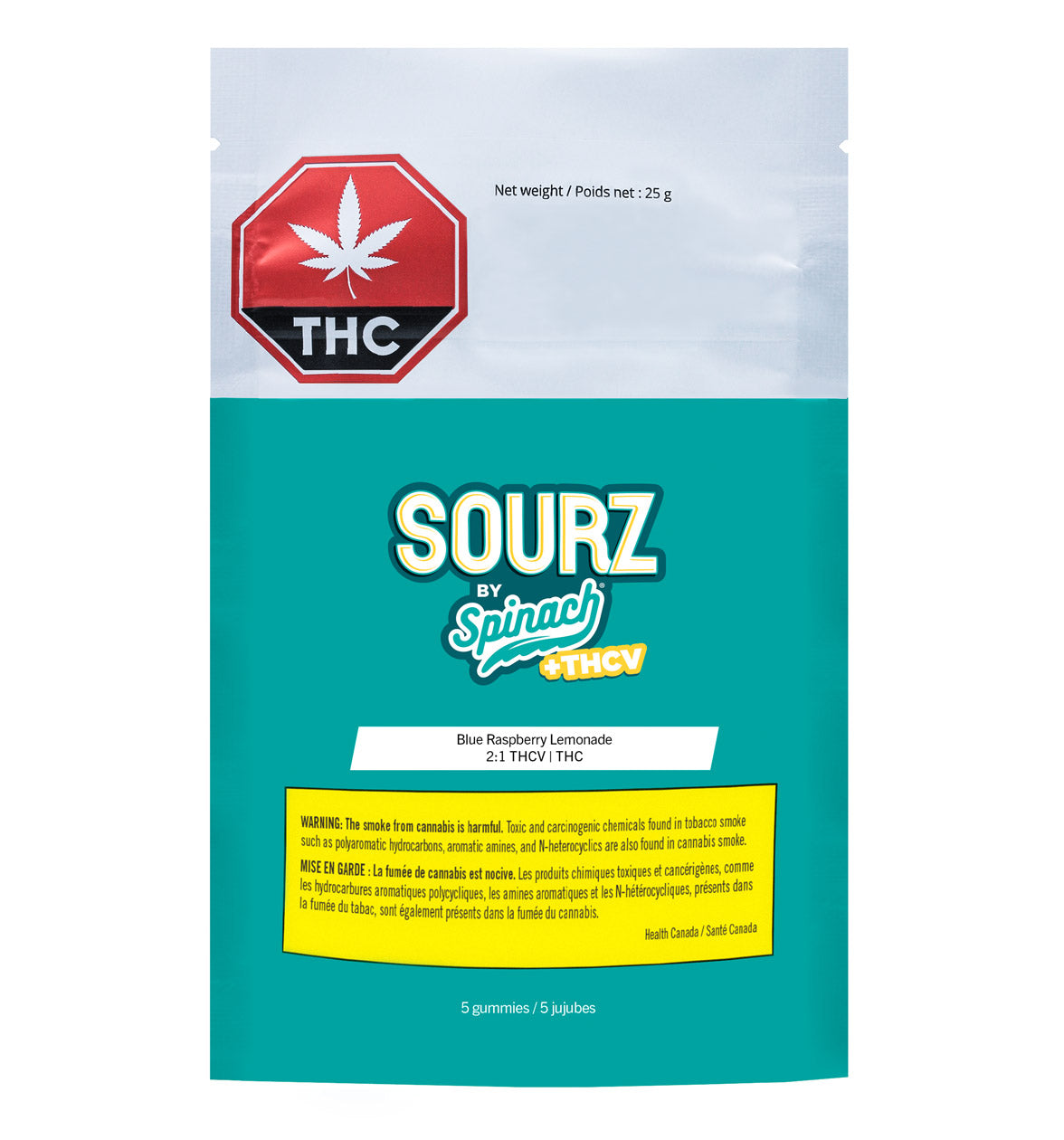 Sourz by Spinach - Blue Raspberry Lemonade 2:1 THCV | THC Gummies