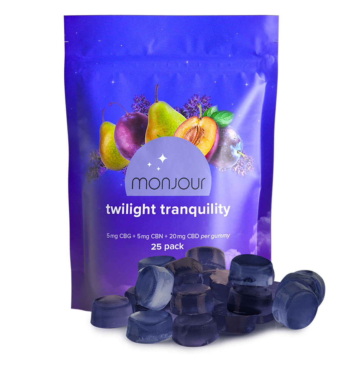 Twilight Tranquility 0g Sugar CBD + CBN + CBG Gummies (25pk)